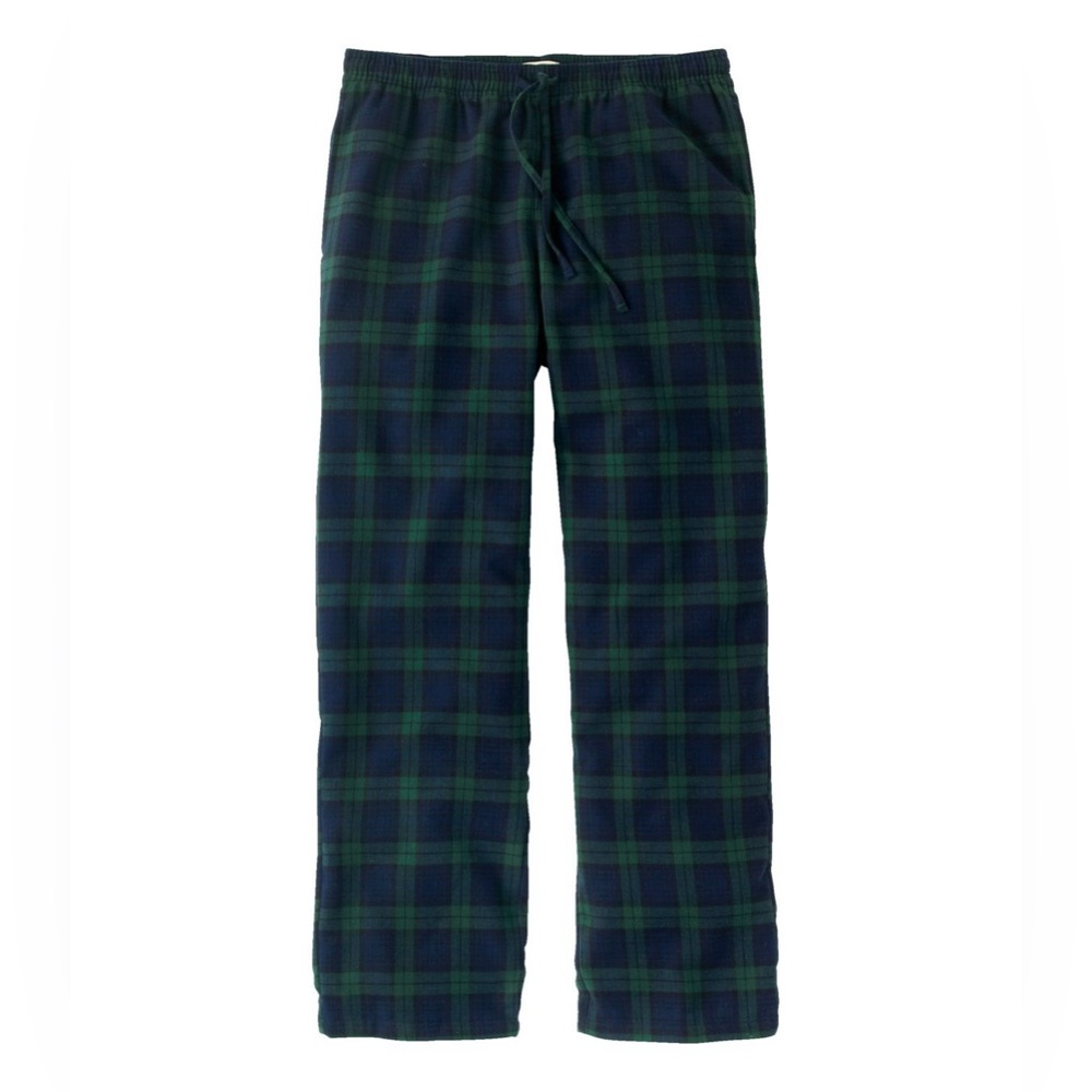 L.L. Bean Men's Scotch Plaid Flannel Sleep Pants; Black Watch Tartan; XL 32”